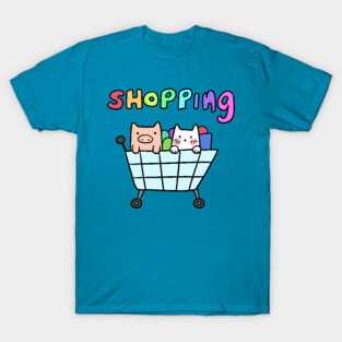 Cat and Pig Shopping Cart T-Shirt