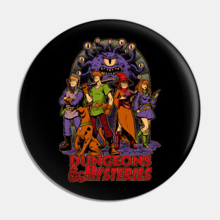 Dungeons and Mysteries - RPG Vintage Dog Cartoon Pin