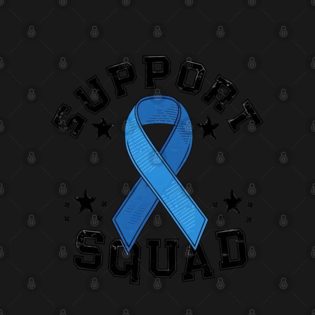 Colon Cancer Awareness " Support Squad " Blue Ribbon by Pixel Threads 