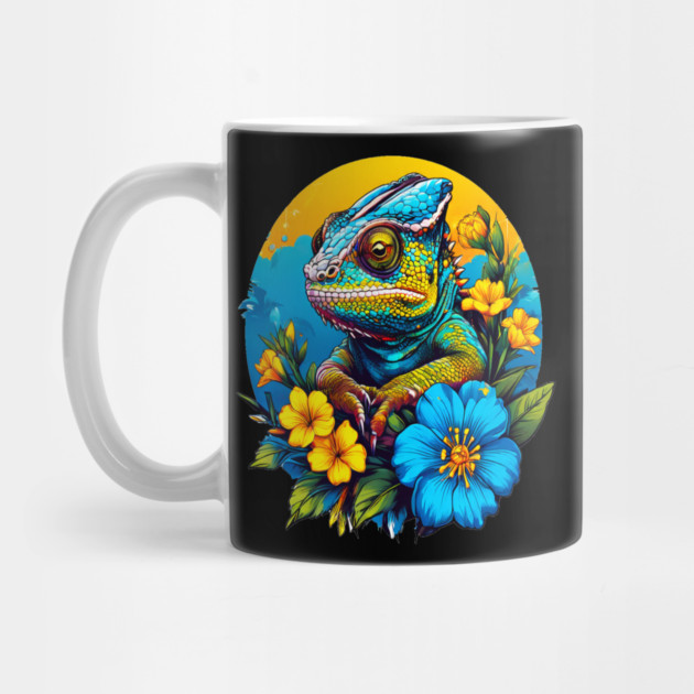 Chameleon Surrounded by Vibrant Spring Flowers by BirdsnStuff