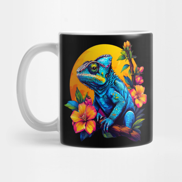 Chameleon Surrounded by Vibrant Spring Flowers by BirdsnStuff