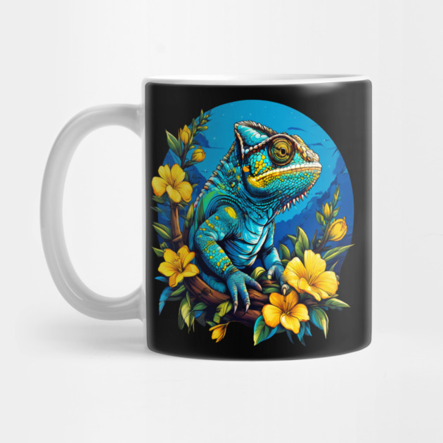 Chameleon Surrounded by Vibrant Spring Flowers by BirdsnStuff