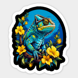 Chameleon Surrounded by Vibrant Spring Flowers Magnet