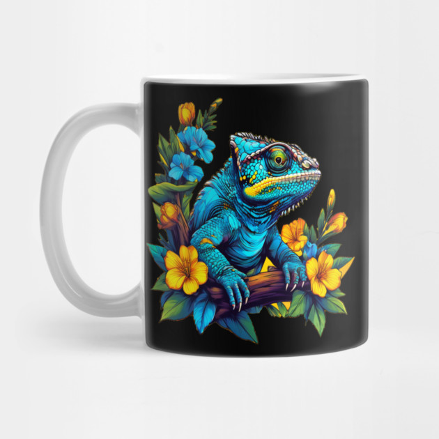 Chameleon Surrounded by Vibrant Spring Flowers by BirdsnStuff