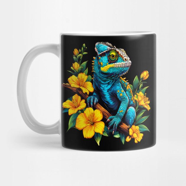 Chameleon Surrounded by Vibrant Spring Flowers by BirdsnStuff