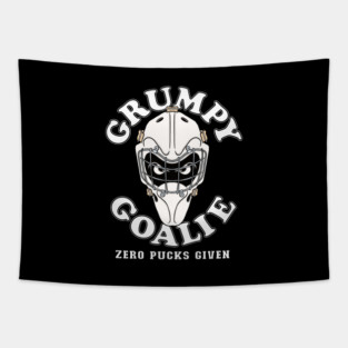 Funny GRUMPY GOALIE ZERO PUCKS GIVEN Hockey Tapestry
