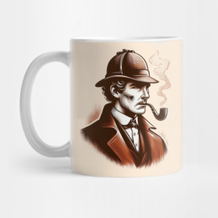 Sherlock Holmes Inspired Detective – Classic Mystery Artwork Mug