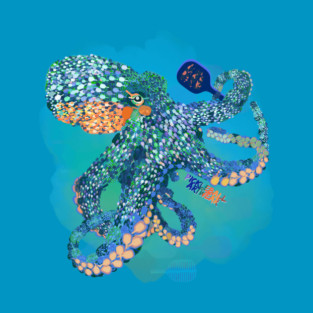 Pickleball octopus is well armed. By Pickleball ARTwear T-Shirt
