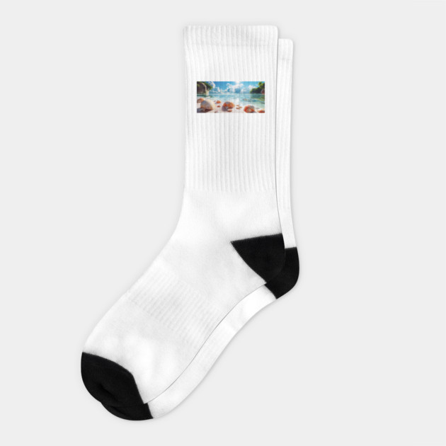 Beach with Shells Coffee Socks by Vinokurio