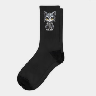 Black Skeleton Cat 2 Socks