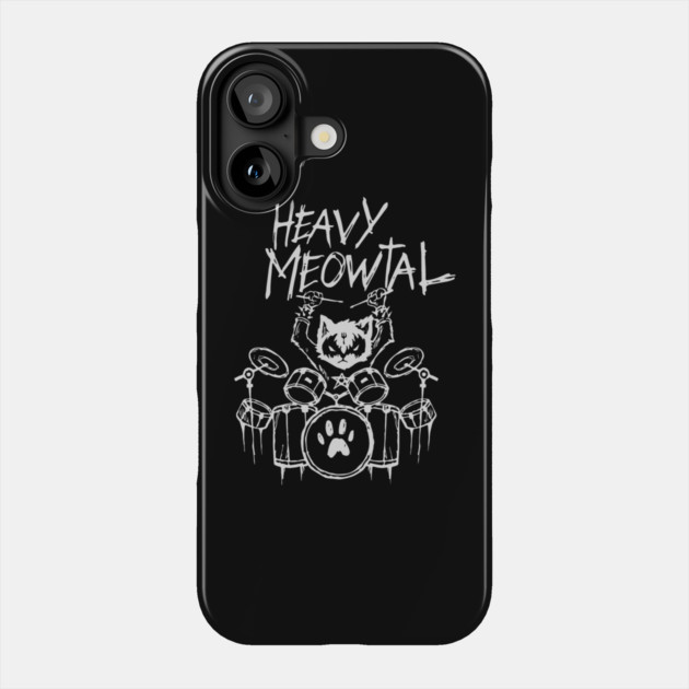Heavy Meowtal Phone Case by Litehouse Tees