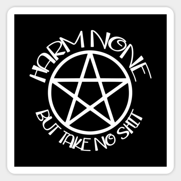 Harm None But Take No Shit Cheeky Witch Wiccan Pentacle Sticker by Cheeky Witch