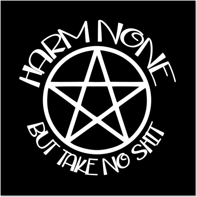 Harm None But Take No Shit Cheeky Witch Wiccan Pentacle Wall Art by Cheeky Witch