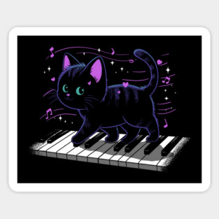 Purrfect Meowlody: Piano Paws Magnet