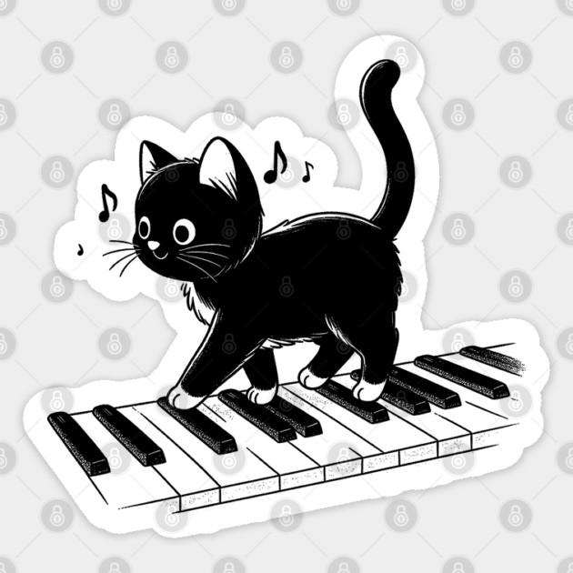 Purrfect Meowlody: Piano Paws Sticker by GoshWow®