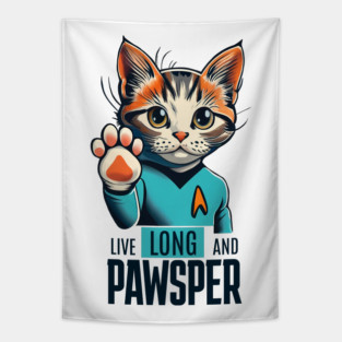 Cat Trek - Live Long and Pawsper Tapestry