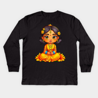 Gudi Padwa Chibi Girl Kids Long Sleeve T-Shirt