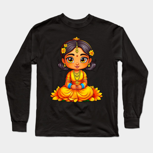 Gudi Padwa Chibi Girl Long Sleeve T-Shirt by HolidayBug