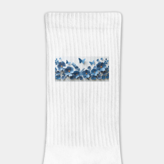 Blue Flowers with Butterflies by Vinokurio