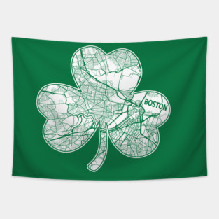 BOSTON SHAMROCK STREET MAP BOSTON IRISH ST PATTY Tapestry