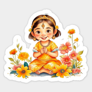 Gudi Padwa Cute Girl Sticker