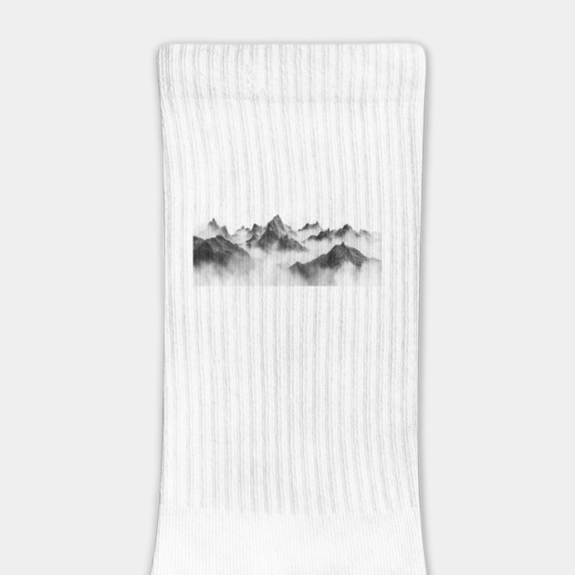 Mountains in Chinese Black and White Ink Painting by Vinokurio