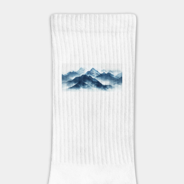 Mountains in Chinese Blue Ink Painting by Vinokurio