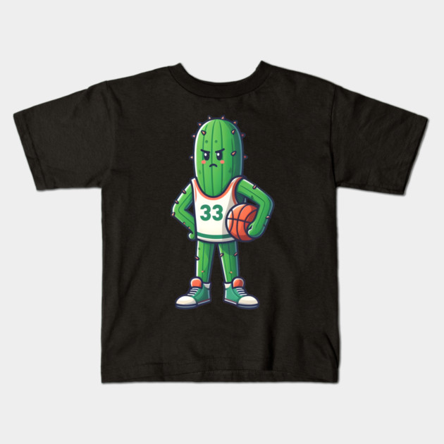 Basketball Cactus – Funny Sports Humor Artwork Kids T-Shirt by MakerMind8.2