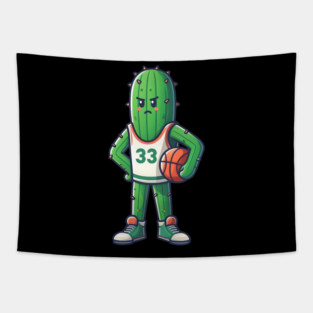 Basketball Cactus – Funny Sports Humor Artwork Tapestry