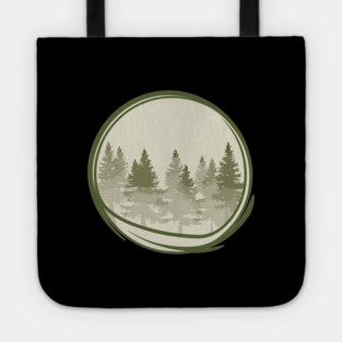 Forest Illustration within a circle Tote