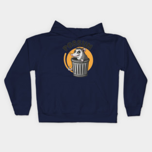 Funny Possum in Trash Can – Quirky Animal Humor Graphic Kids Hoodie