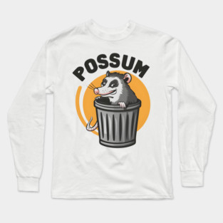 Funny Possum in Trash Can – Quirky Animal Humor Graphic Long Sleeve T-Shirt