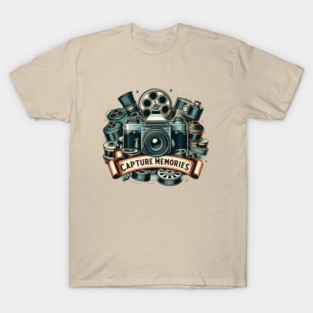Capture Memories – Vintage Camera Photography Artwork T-Shirt
