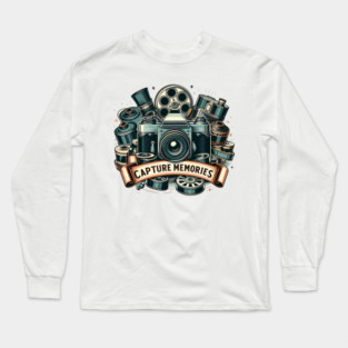 Capture Memories – Vintage Camera Photography Artwork Long Sleeve T-Shirt