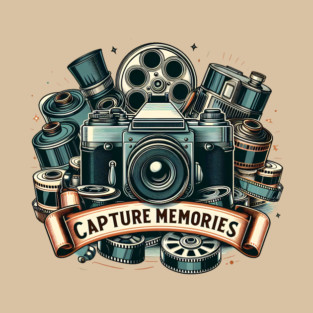 Capture Memories – Vintage Camera Photography Artwork T-Shirt