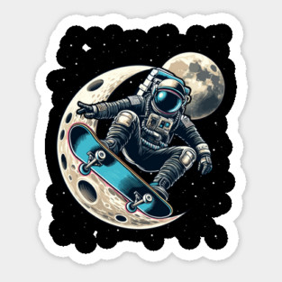 Astronaut Skateboarding Sticker