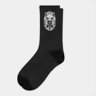 White Skeleton Cat 1 Socks