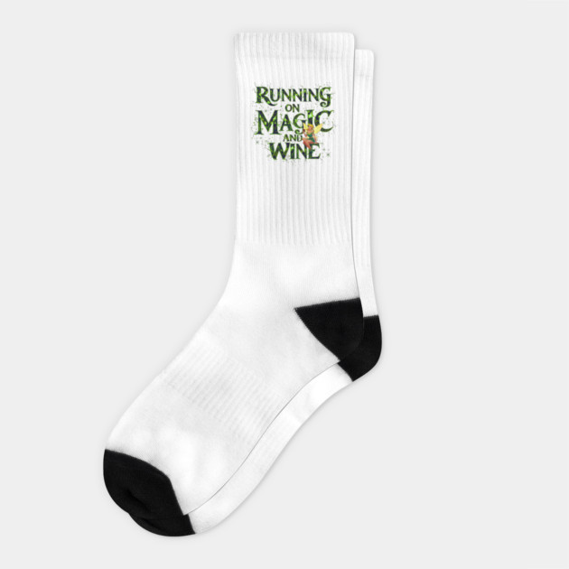 Running on Magic and Wine Tinker Bell Inspired Adult Drinking Socks by Joaddo