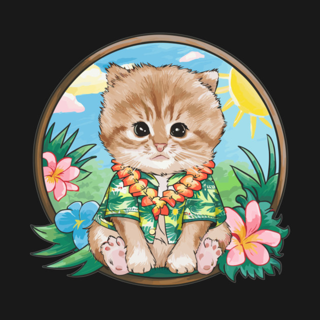 Hawaiian Cat with Flowers by Vinokurio