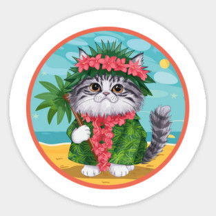 Hawaiian Cat on the Beach Magnet