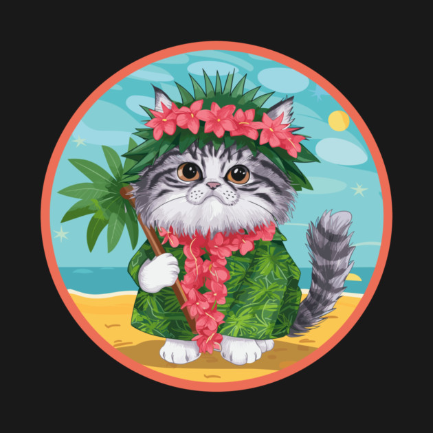 Hawaiian Cat on the Beach by Vinokurio