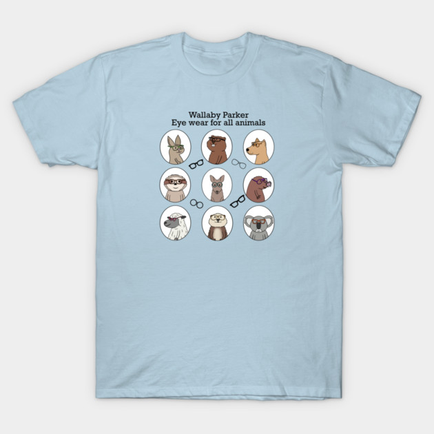 Wallaby Parker-eyewear for all animals (front only) T-Shirt by Coconut Moe Illustrations