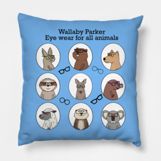 Wallaby Parker-eyewear for all animals (front only) Pillow