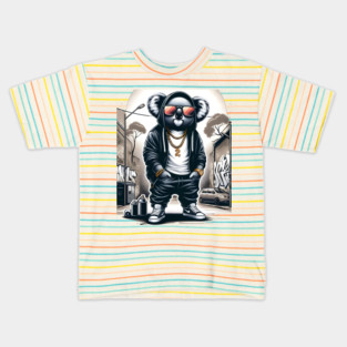 Urban Jungle Swagger: Hip-Hop Koala in Streetwear with Graffiti Background Kids T-Shirt