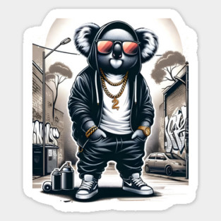 Urban Jungle Swagger: Hip-Hop Koala in Streetwear with Graffiti Background Magnet
