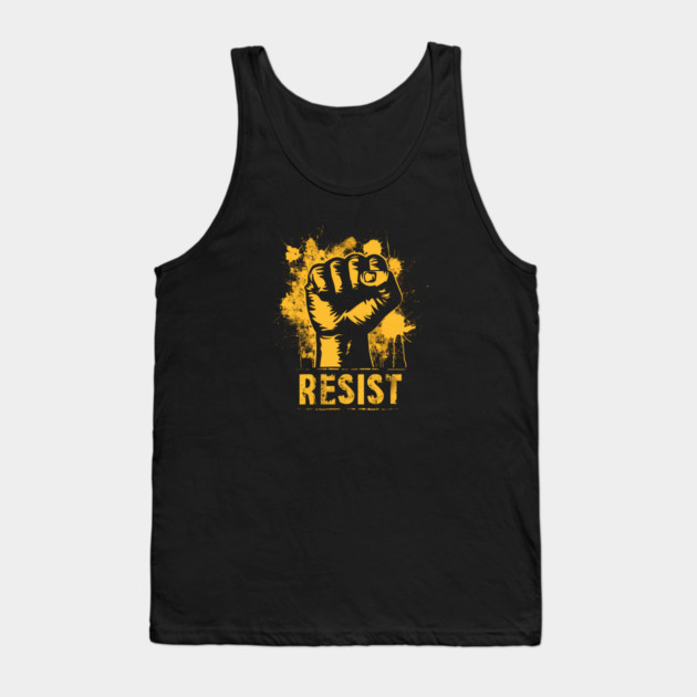 Resist Protest fist - Yellow Gold Tank Top by UrbanLifeApparel