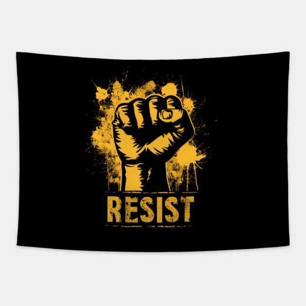 Resist Protest fist - Yellow Gold Tapestry by UrbanLifeApparel