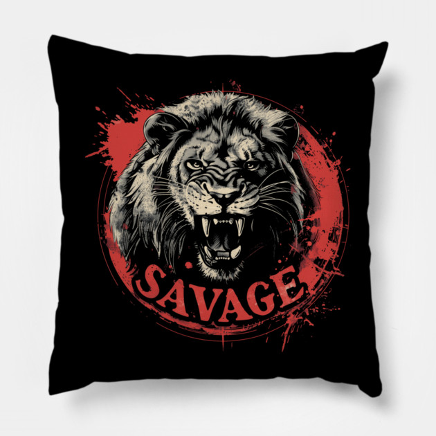 Savage Lion Pillow by UrbanLifeApparel