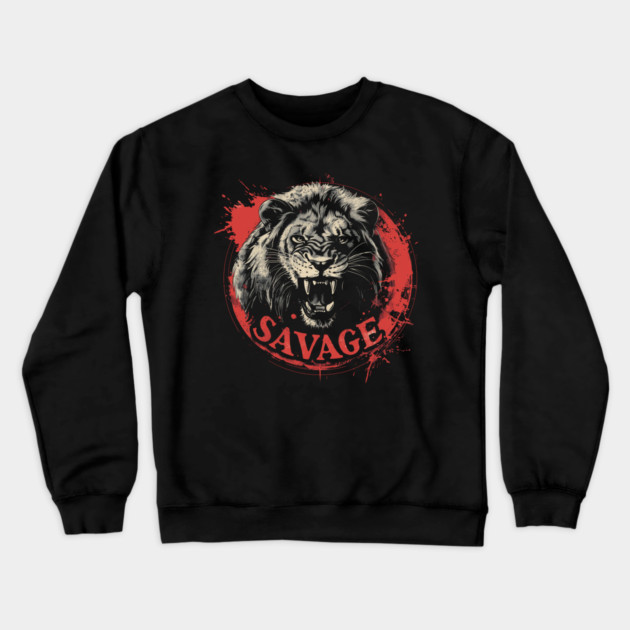 Savage Lion Crewneck Sweatshirt by UrbanLifeApparel