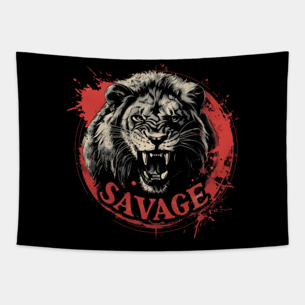 Savage Lion Tapestry by UrbanLifeApparel